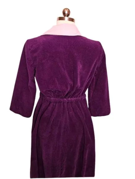 *   LUXURIOUS VINTAGE AT HOME WEAR FOR VAN RAALTE PINK AND PURPLE 2 TONE BUTTON UP ROBE WITH BELT