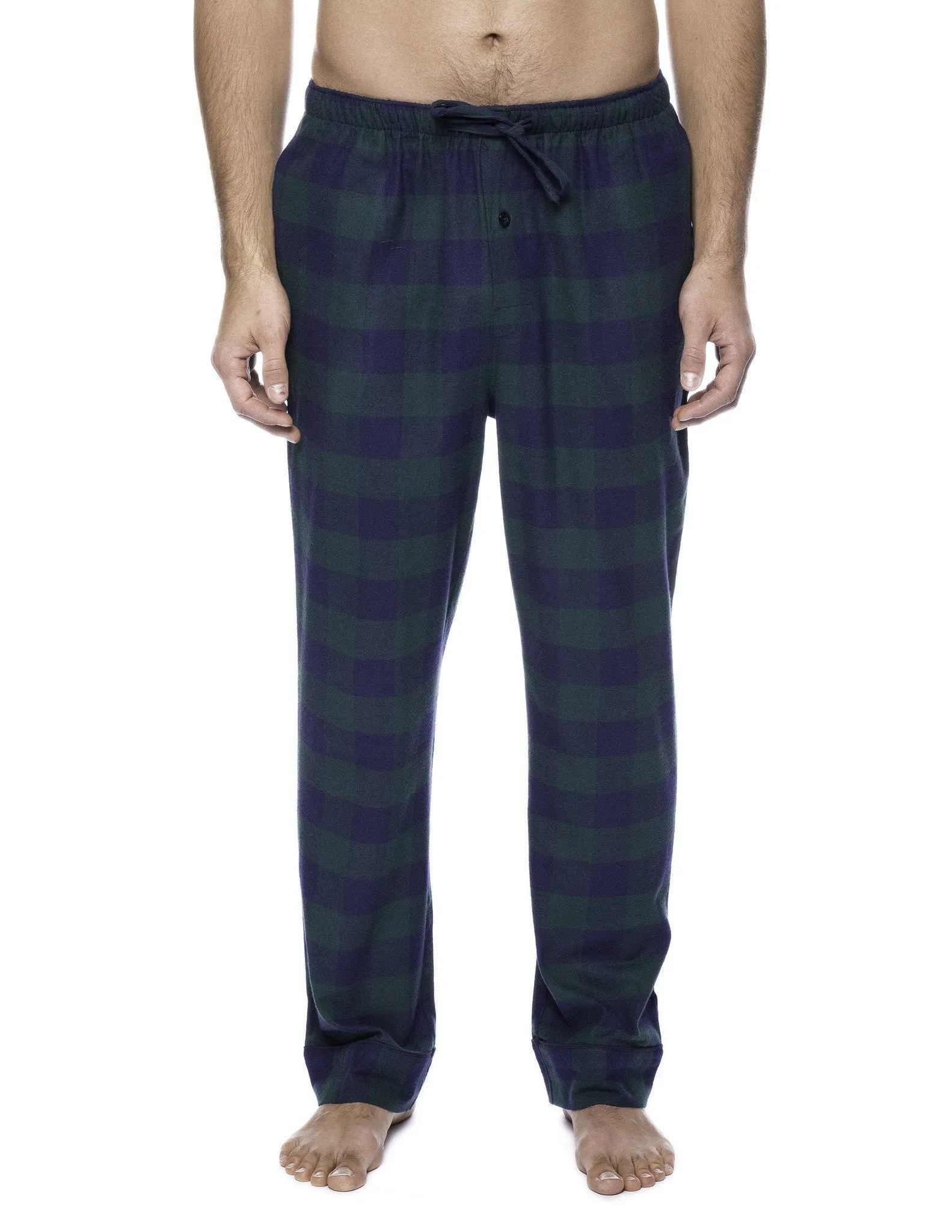 2-Pack Men's 100% Cotton Flannel Lounge Pants (Gingham Fig-Black/Green-Navy)