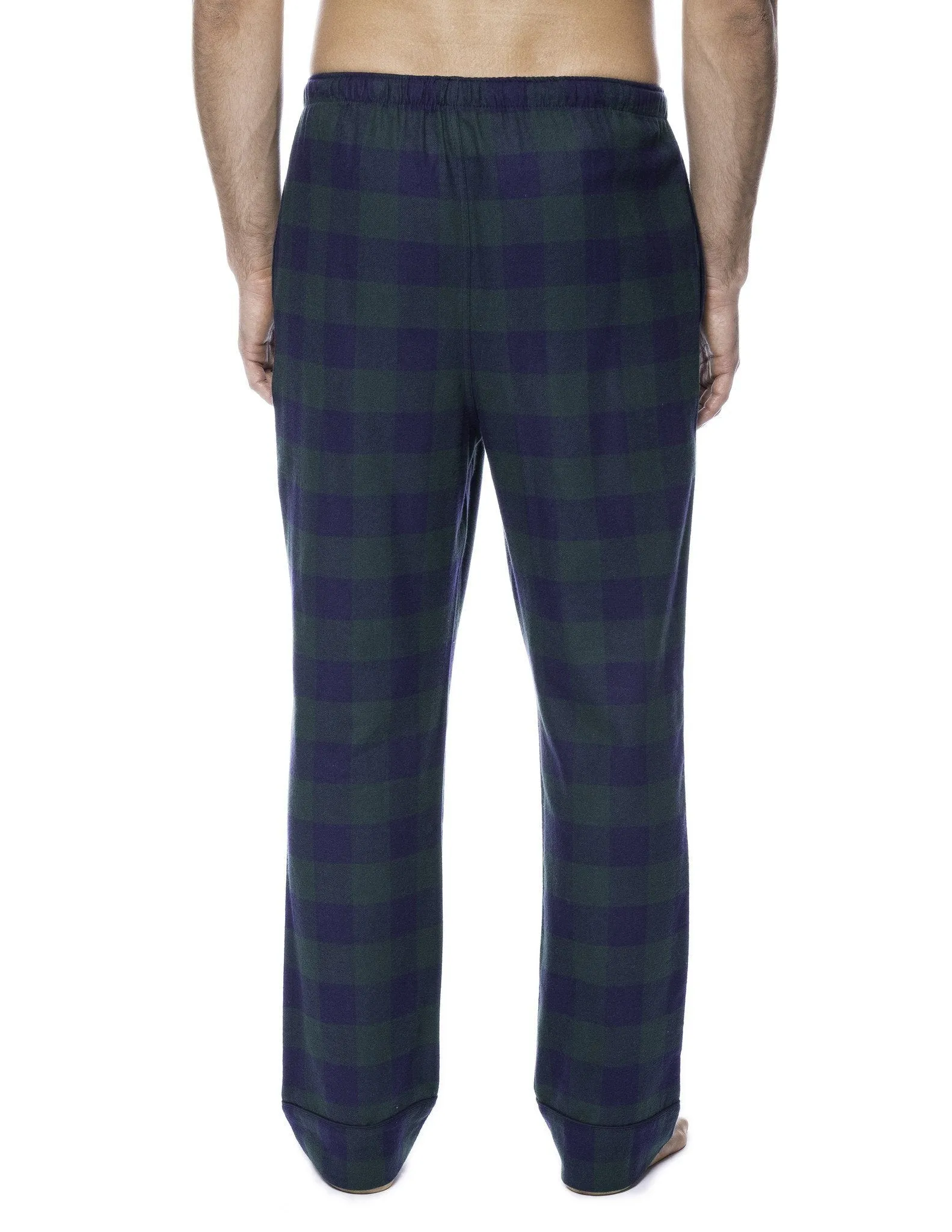 2-Pack Men's 100% Cotton Flannel Lounge Pants (Gingham Fig-Black/Green-Navy)