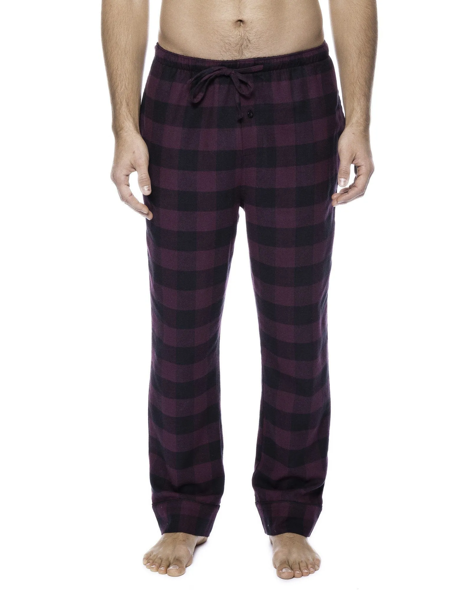 2-Pack Men's 100% Cotton Flannel Lounge Pants (Gingham Fig-Black/Green-Navy)