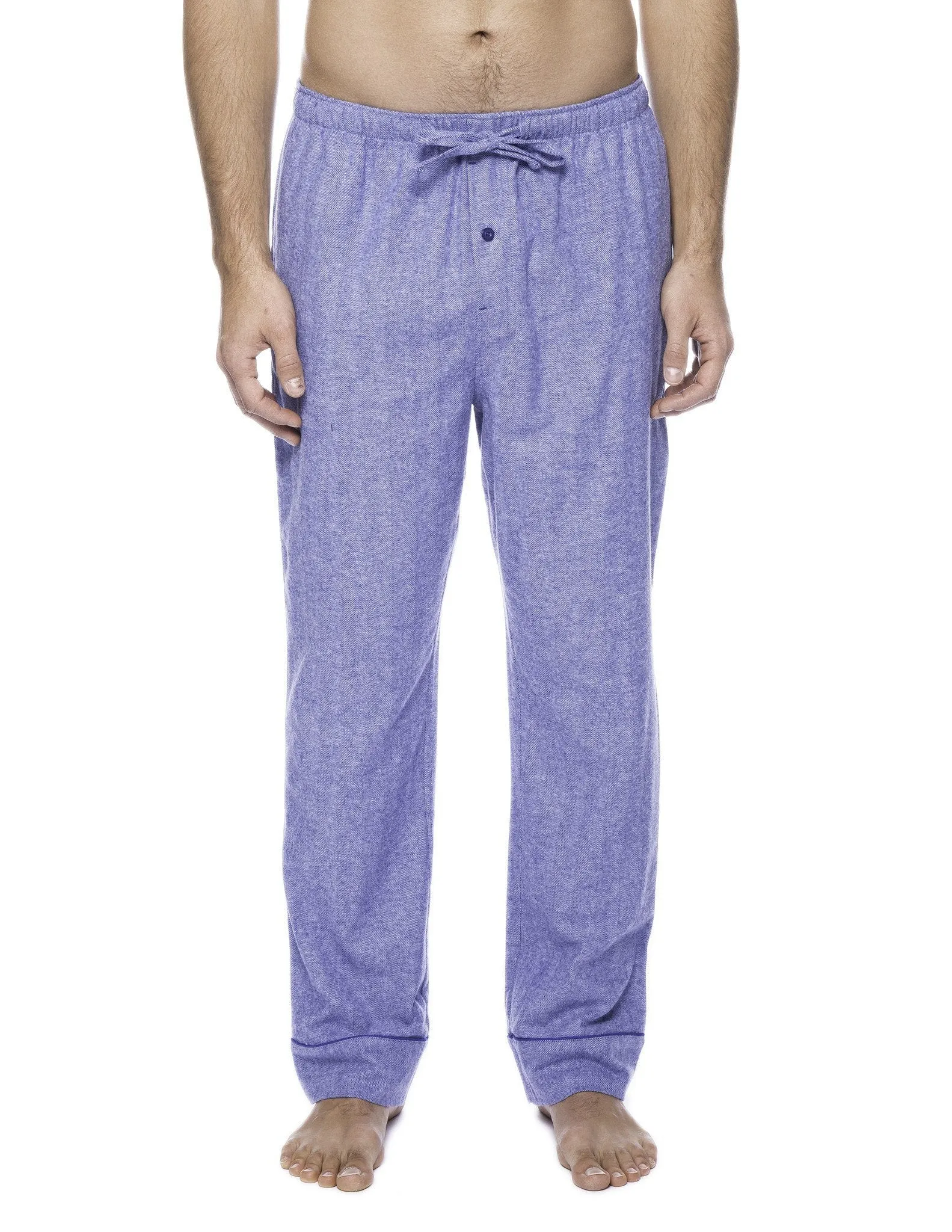 2-Pack Men's 100% Cotton Flannel Lounge Pants (Herringbone Blue/Fig-Black)