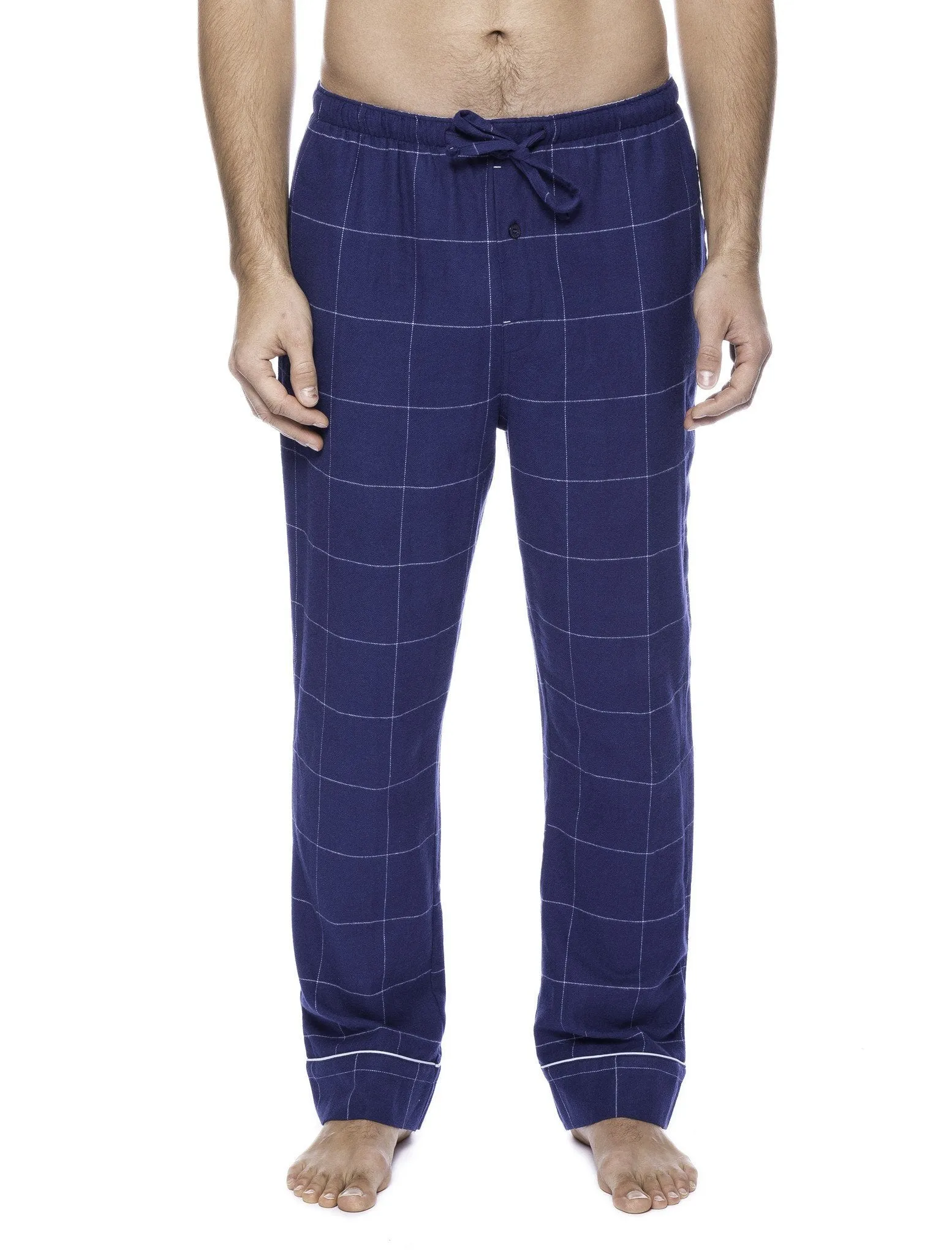 2-Pack Men's 100% Cotton Flannel Lounge Pants (Windowpane Checks Blue-Red/Dark Blue)