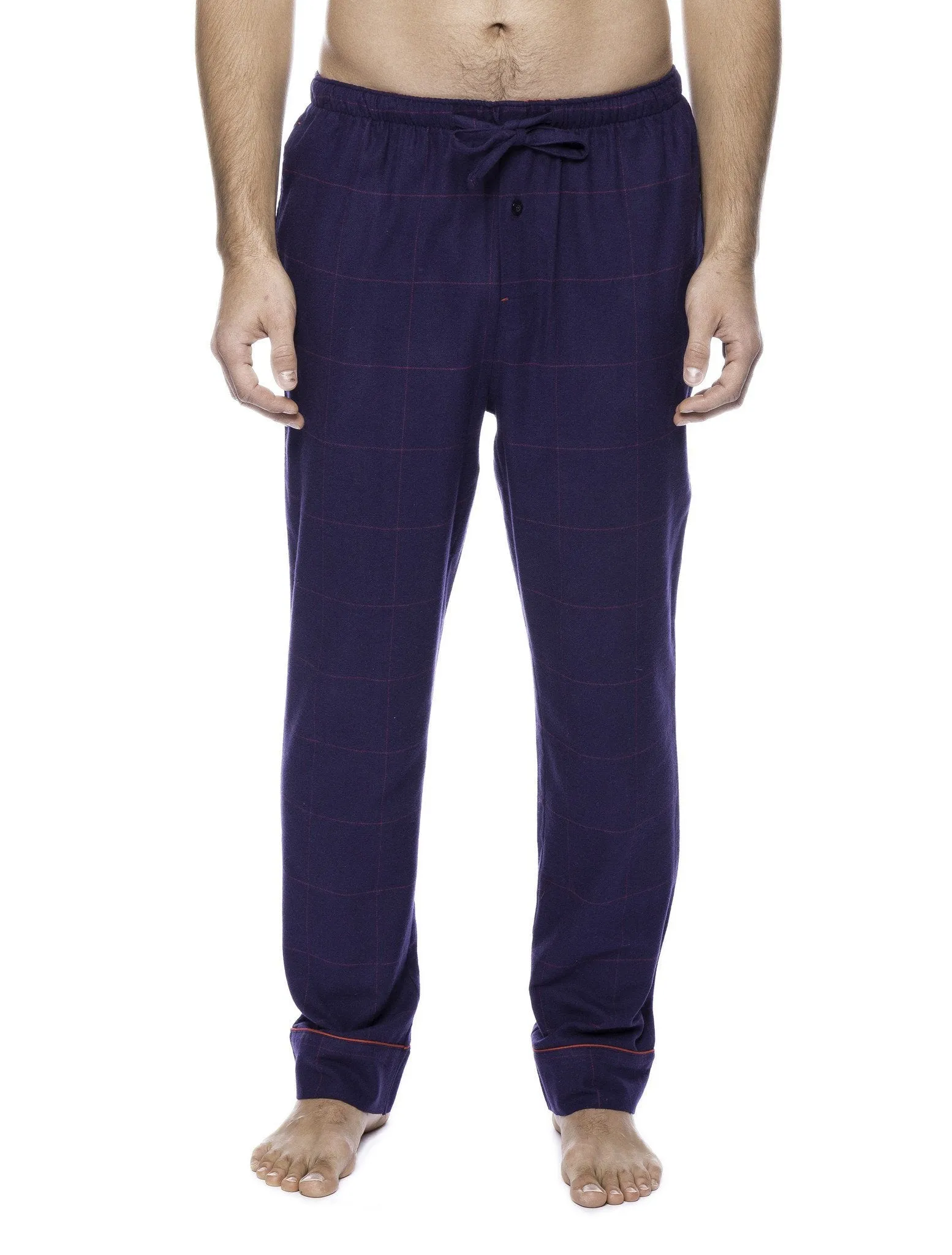 2-Pack Men's 100% Cotton Flannel Lounge Pants (Windowpane Checks Blue-Red/Dark Blue)