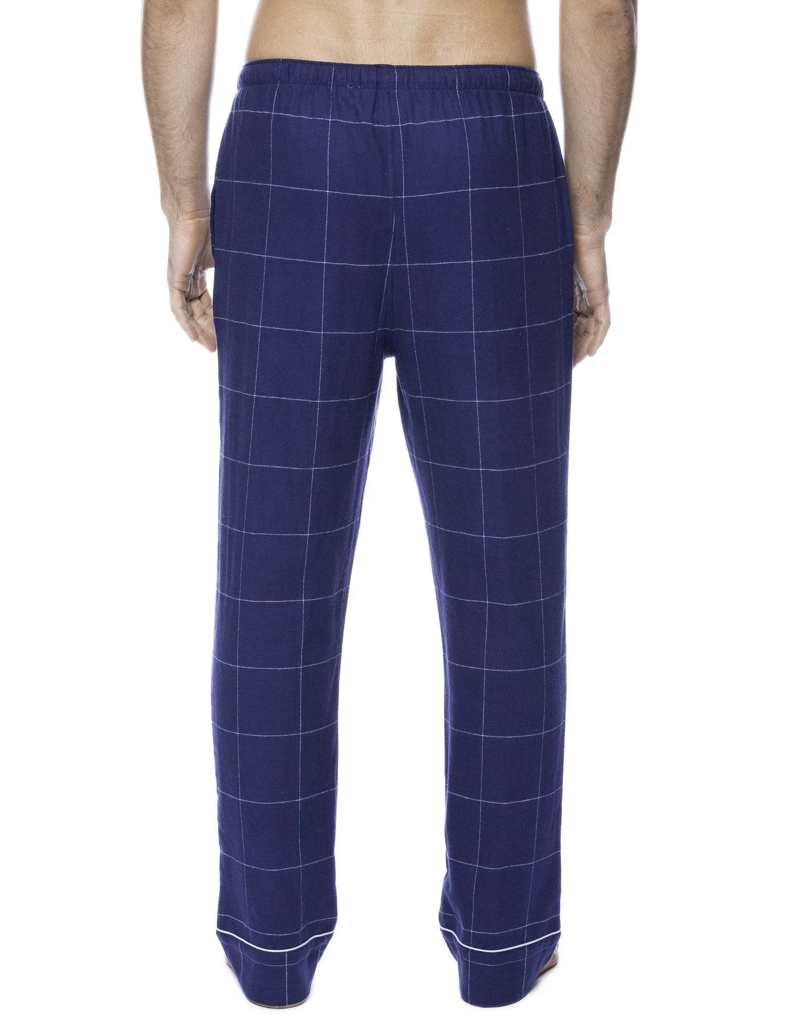 2-Pack Men's 100% Cotton Flannel Lounge Pants (Windowpane Checks Blue-Red/Dark Blue)