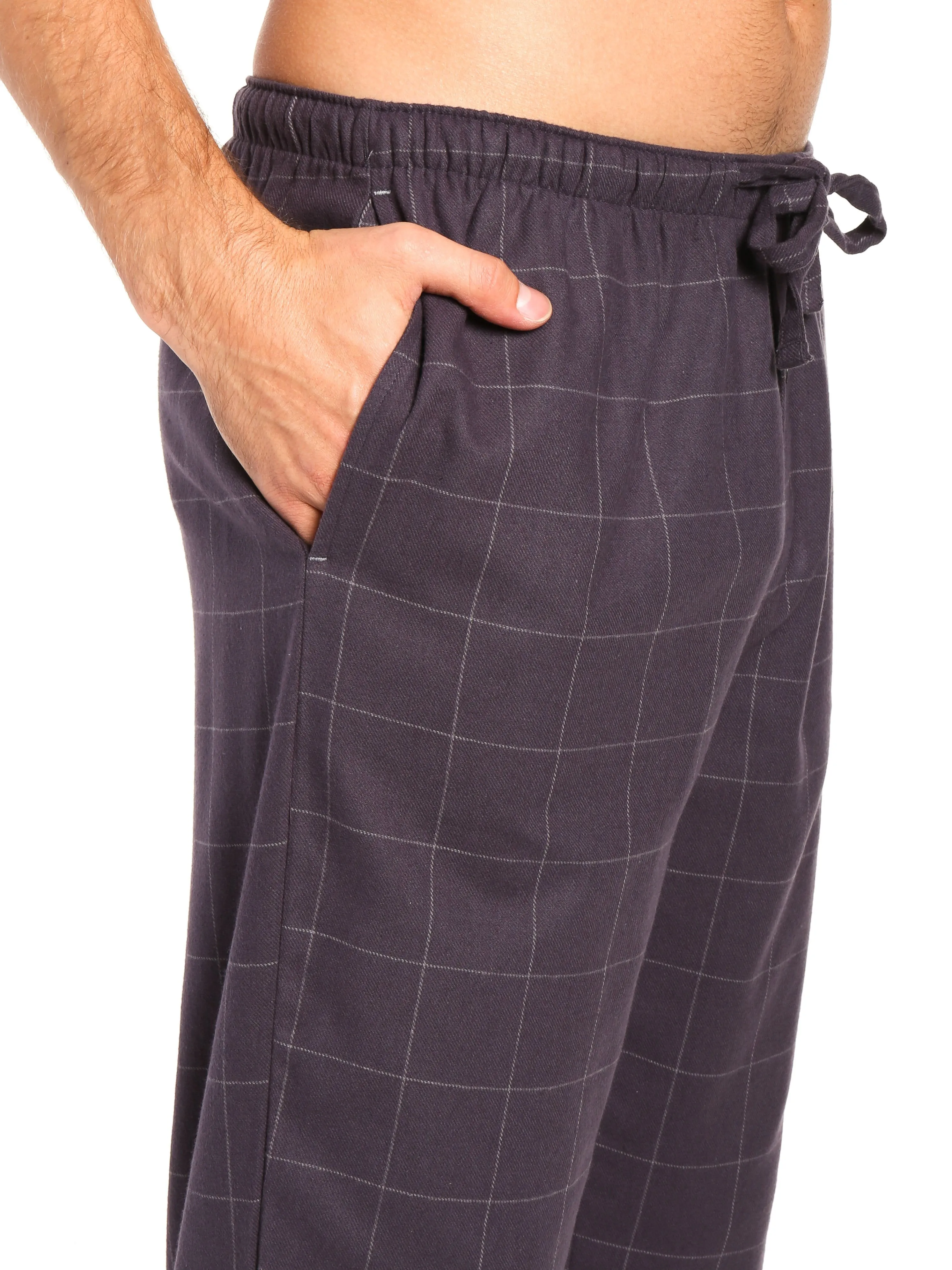 2-Pack Men's 100% Cotton Flannel Lounge Pants (Windowpane Checks Iron-Navy)