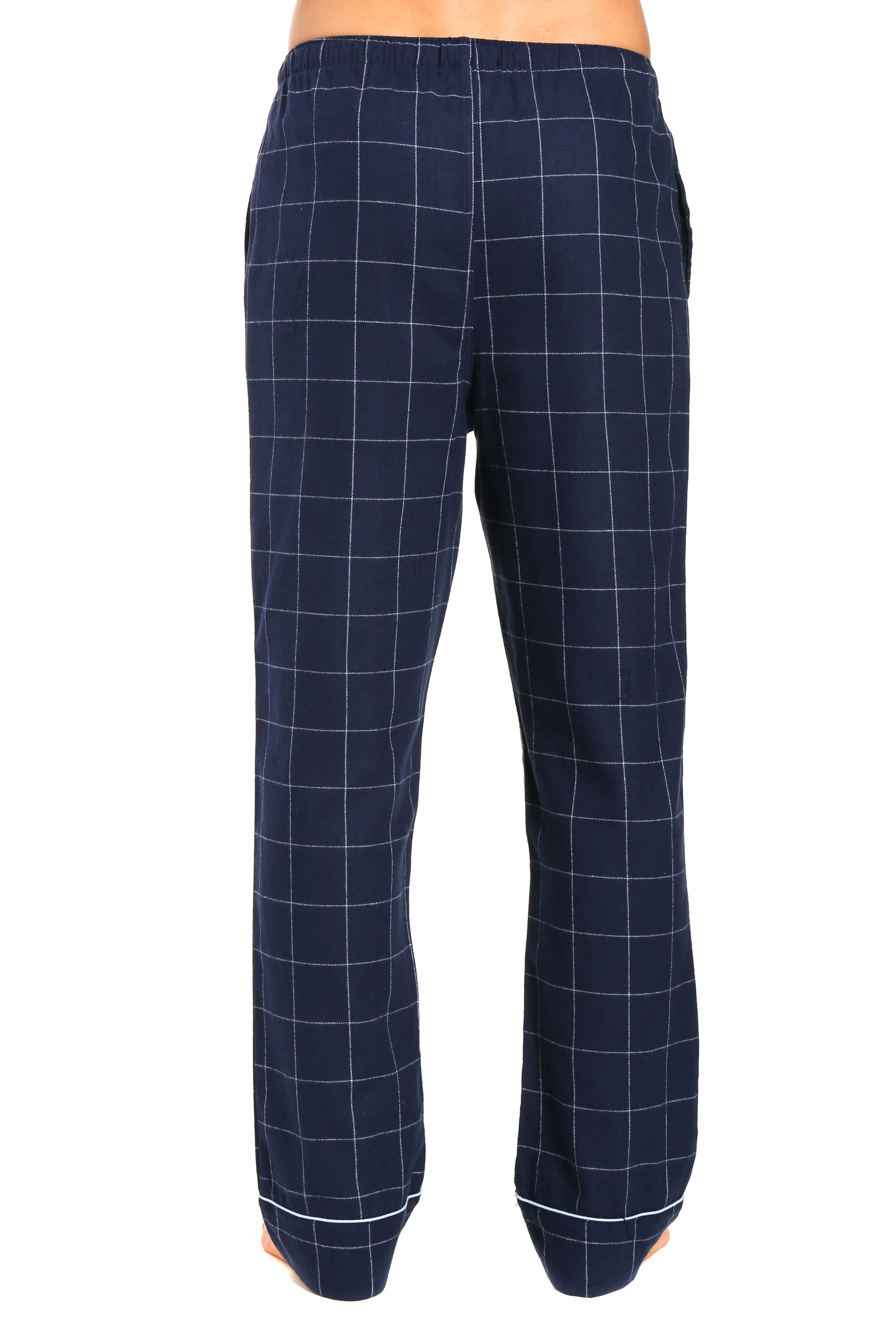 2-Pack Men's 100% Cotton Flannel Lounge Pants (Windowpane Checks Iron-Navy)