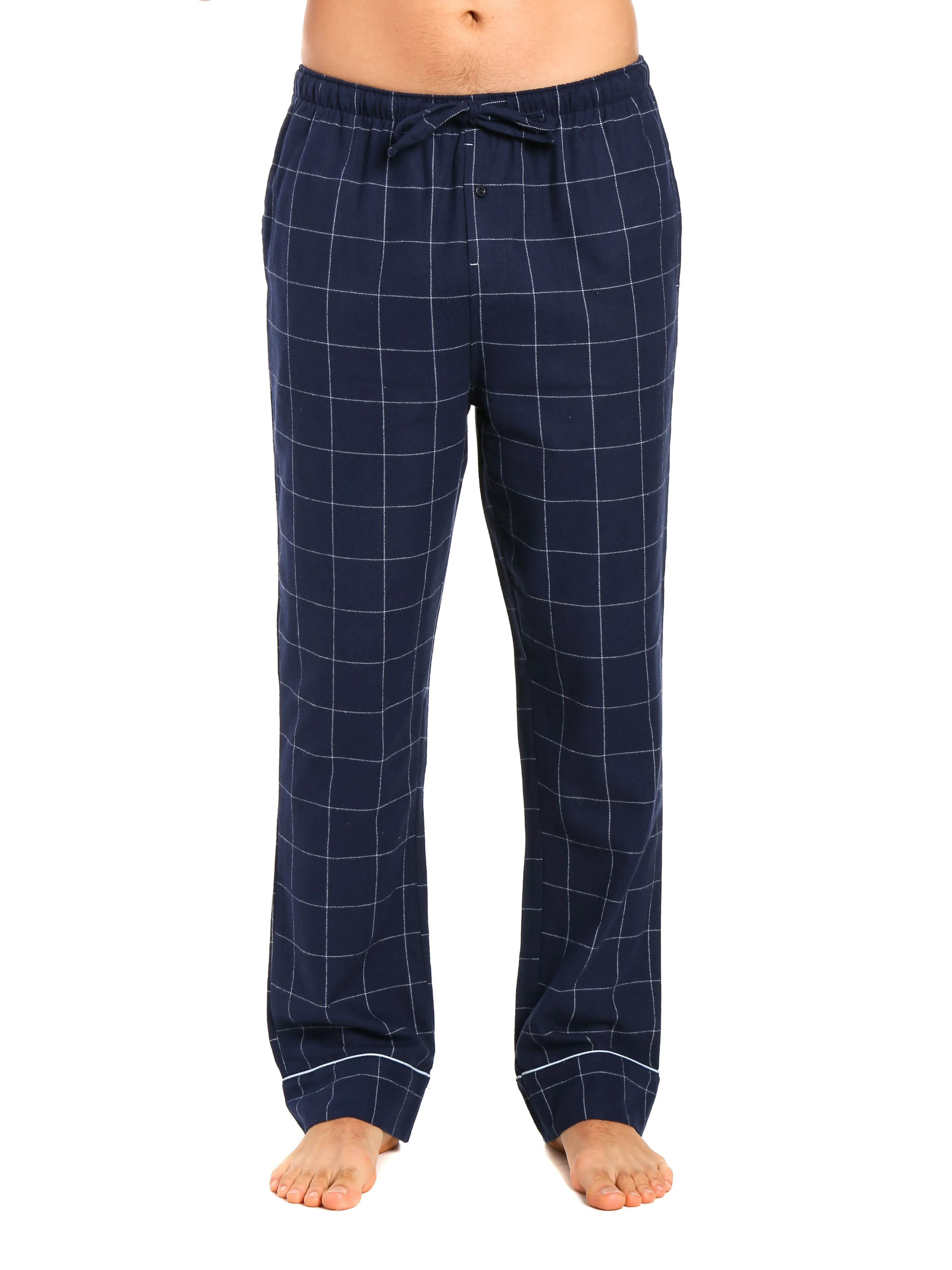 2-Pack Men's 100% Cotton Flannel Lounge Pants (Windowpane Checks Iron-Navy)