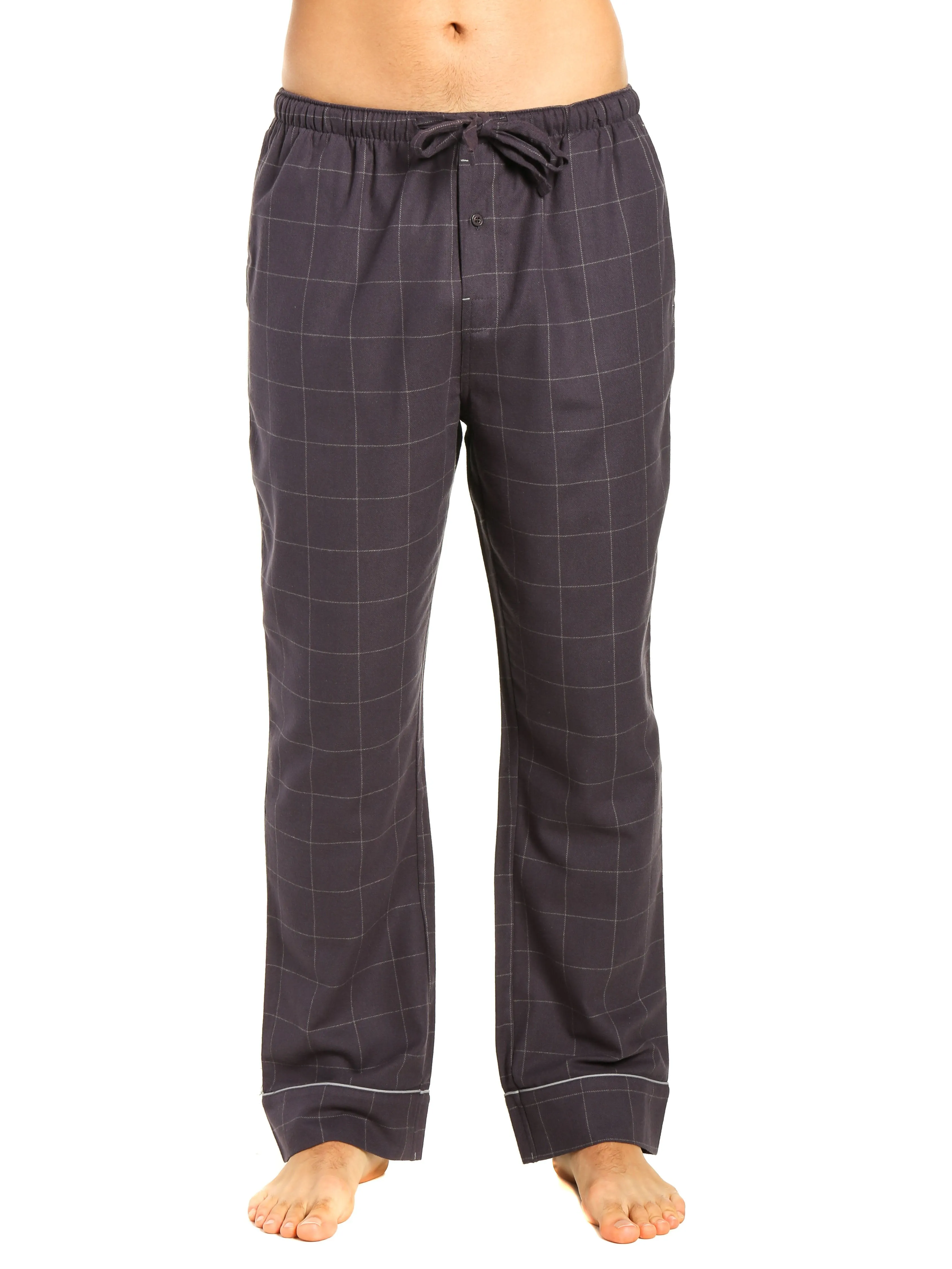 2-Pack Men's 100% Cotton Flannel Lounge Pants (Windowpane Checks Iron-Navy)