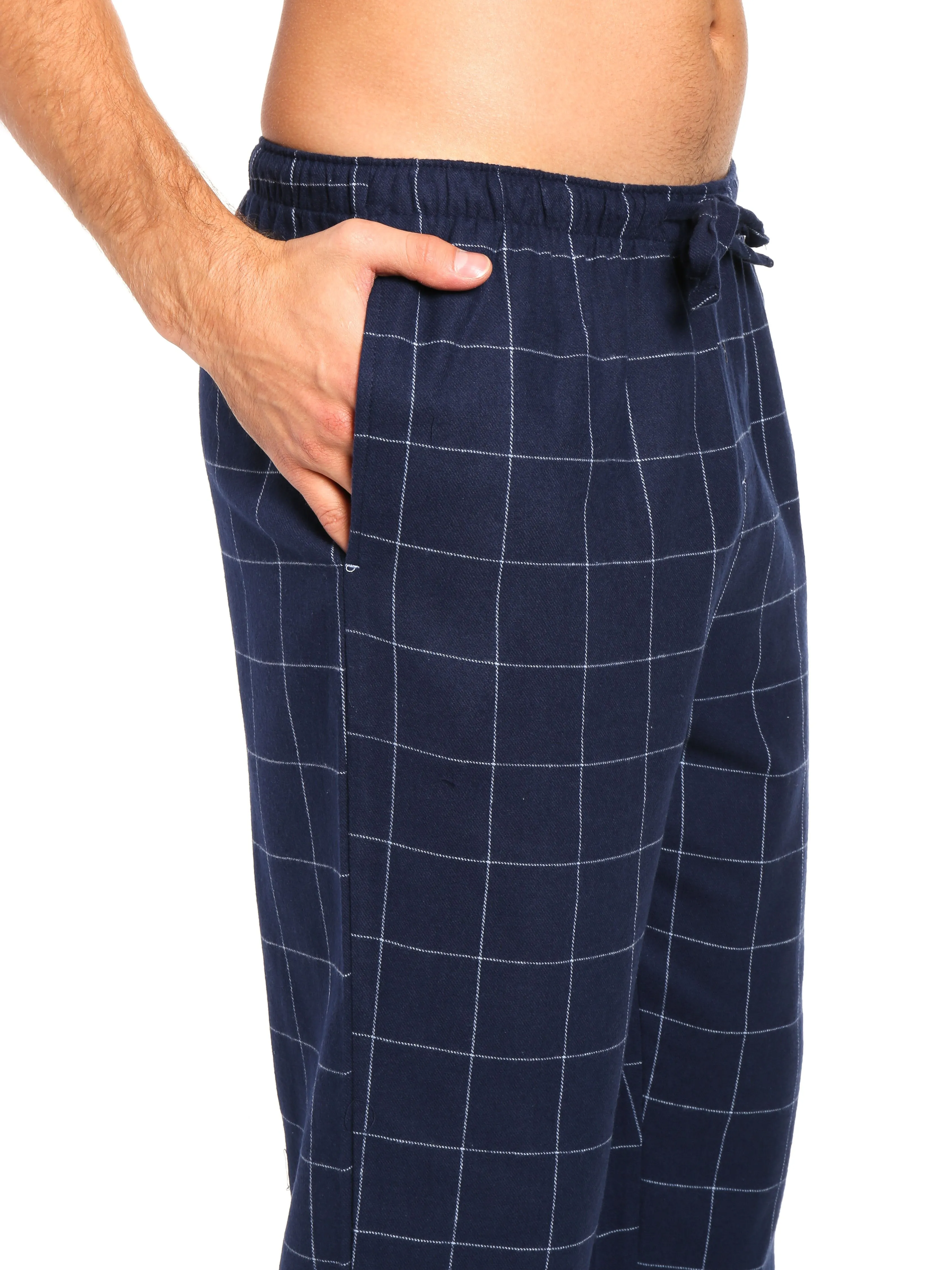 2-Pack Men's 100% Cotton Flannel Lounge Pants (Windowpane Checks Iron-Navy)