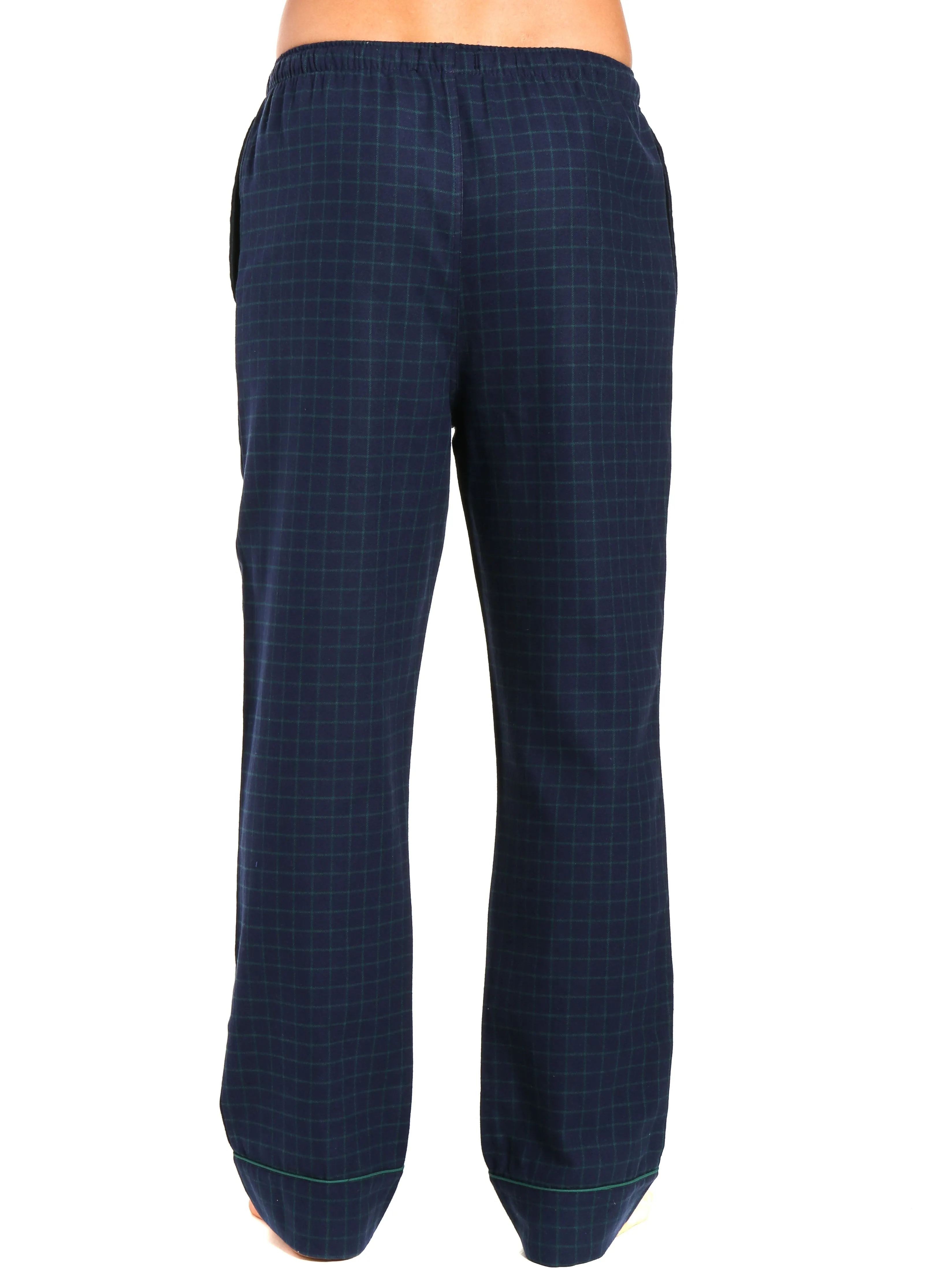 2-Pack Men's 100% Cotton Flannel Lounge Pants (Windowpane Checks Navy-Green)