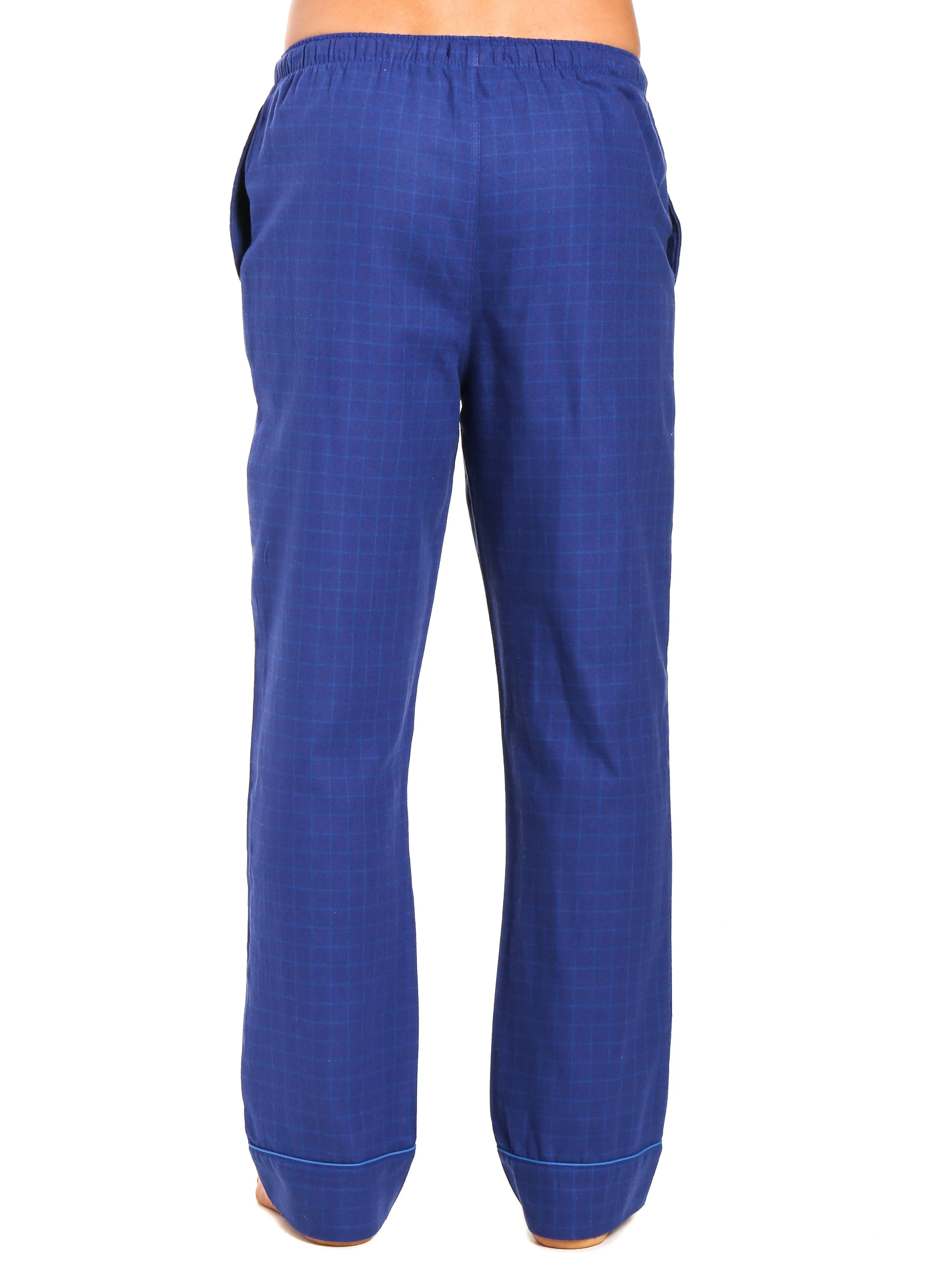 2-Pack Men's 100% Cotton Flannel Lounge Pants (Windowpane Checks Navy-Green)