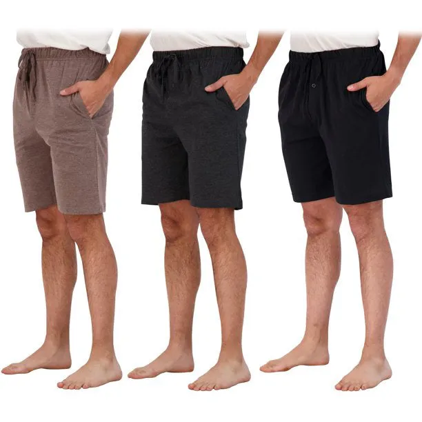 3-Pack: Men's Cotton Lounge Shorts with Pockets