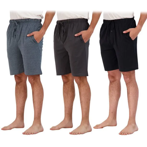 3-Pack: Men's Cotton Lounge Shorts with Pockets