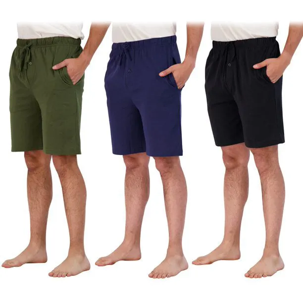 3-Pack: Men's Cotton Lounge Shorts with Pockets