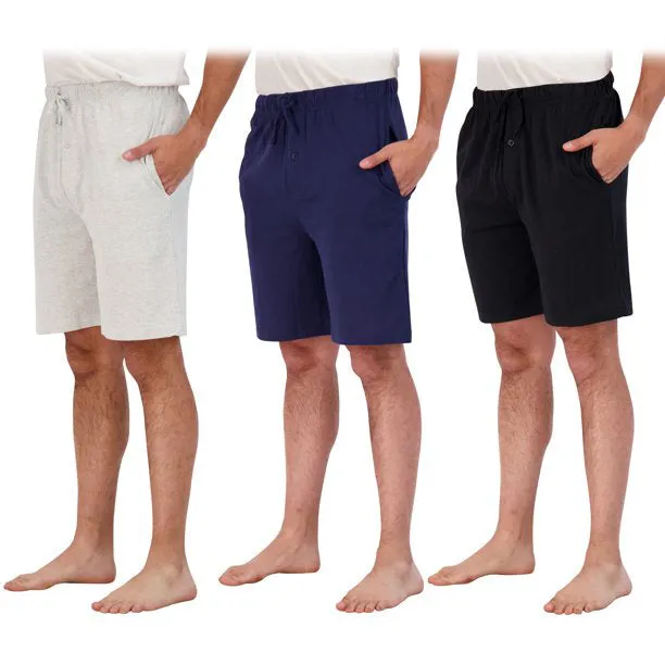 3-Pack: Men's Cotton Lounge Shorts with Pockets