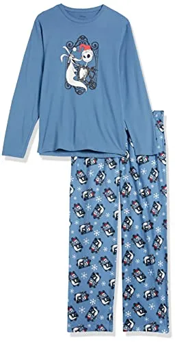 Amazon Essentials Disney | Marvel | Star Wars Men's Flannel Pajama Sleep Sets, Nightmare Santa Jack - Mens, Large