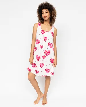 Aria Womens Heart Printed Jersey Short Nightdress