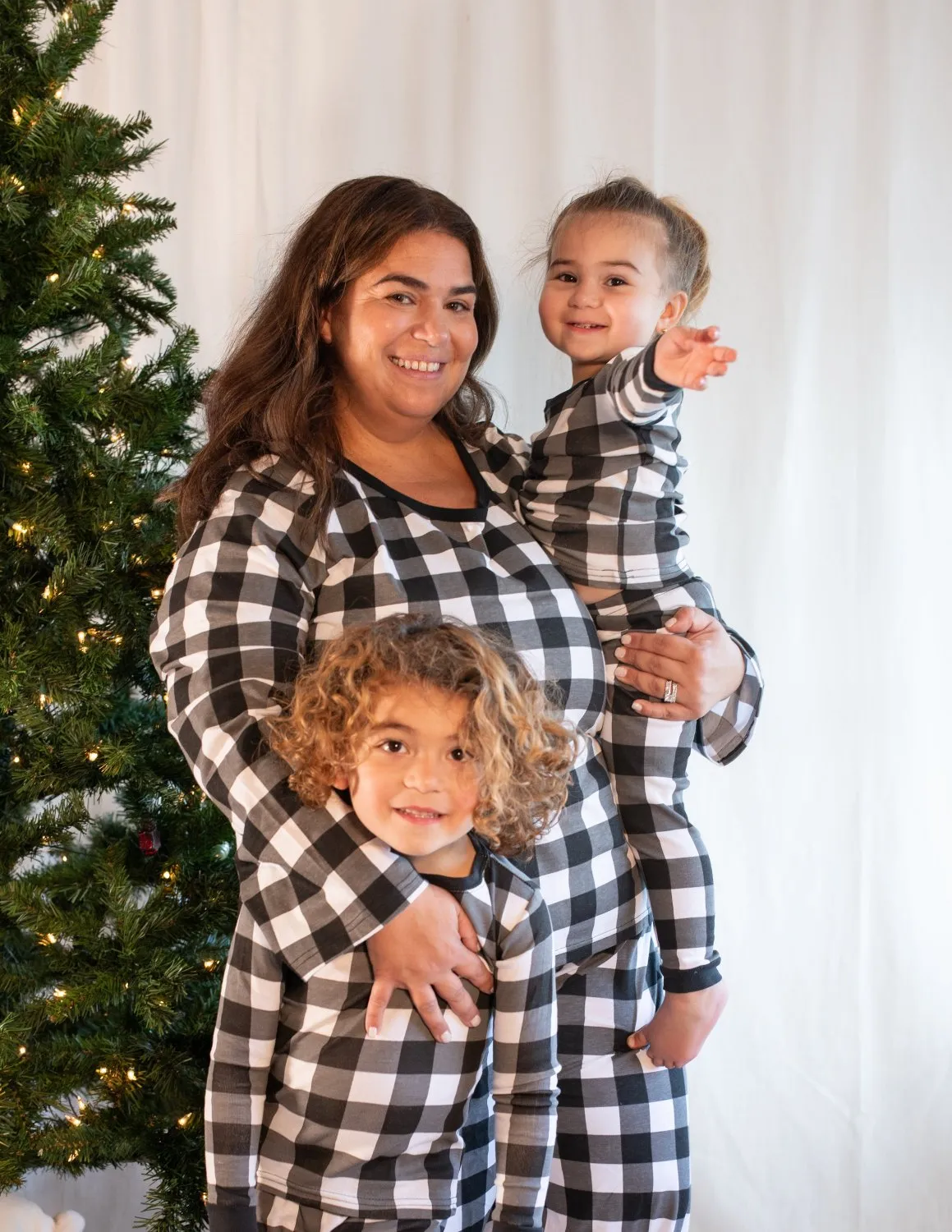 Black & White Plaid Matching Family Pajama Set