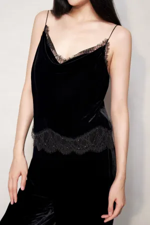 Black Velvet Lace Halterneck Top