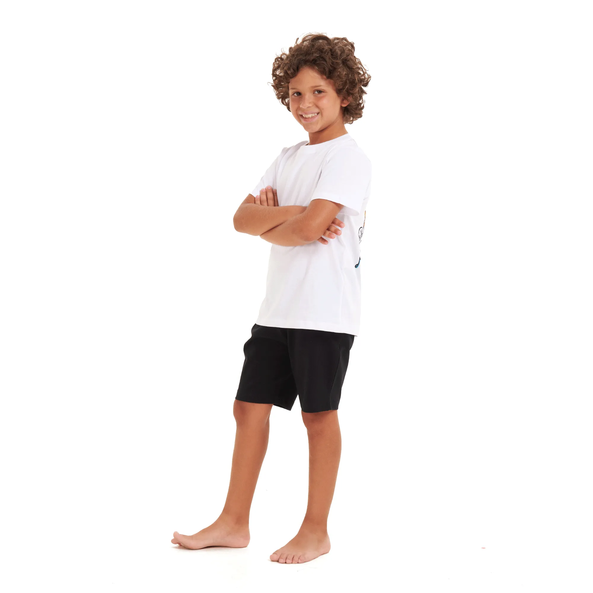 Boys summer pajama set Tiger t-shirt  Black shorts