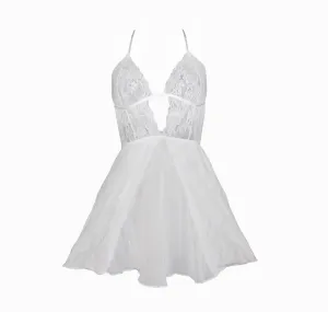 Bridal Lace and Silk Chiffon Strappy Short Nightdress