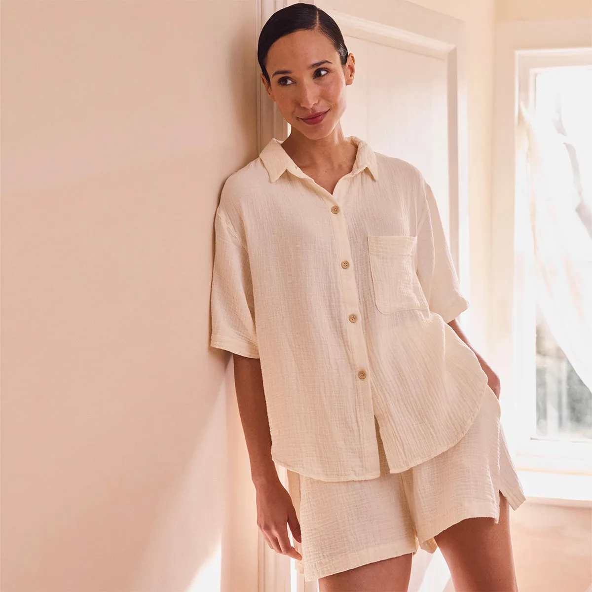 Butterbean Cotton Gauze Women's Pyjama Shirt