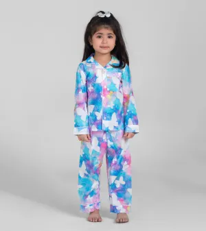 Butterfly in Reverse Printed Girls Nightsuit Set