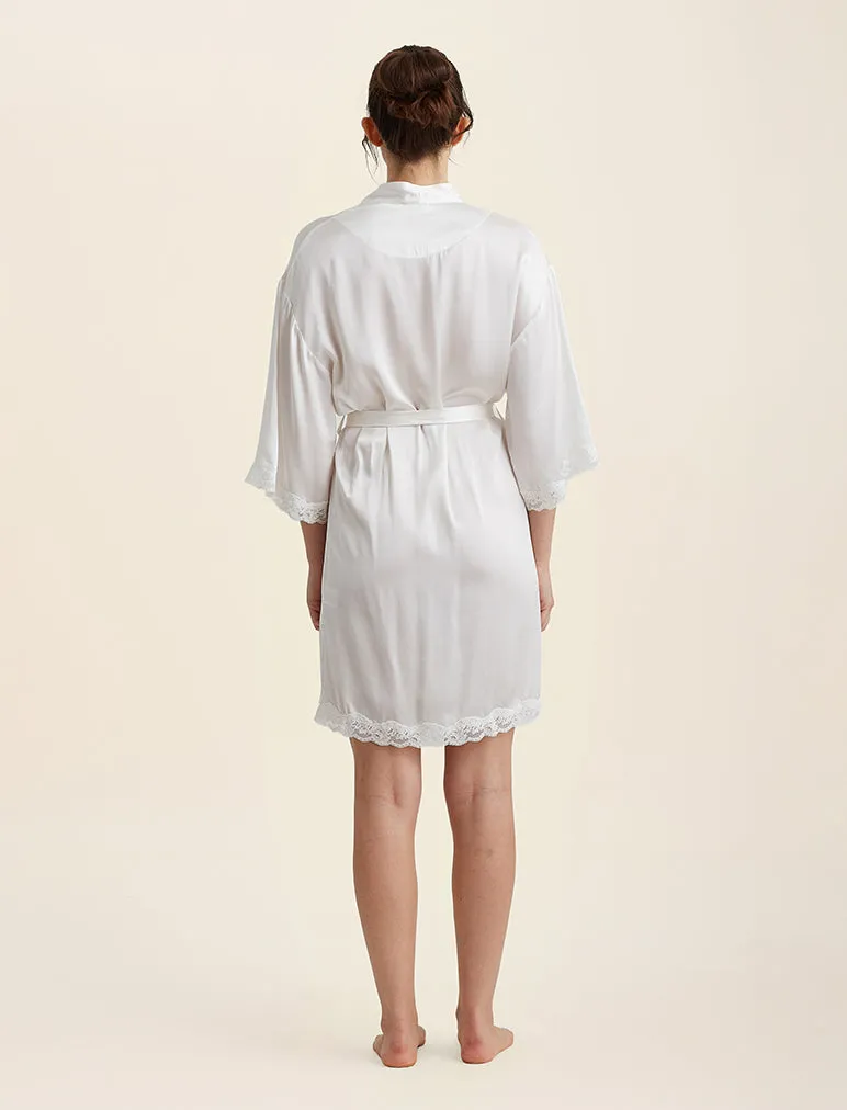 Camille Silk Lace Short Robe