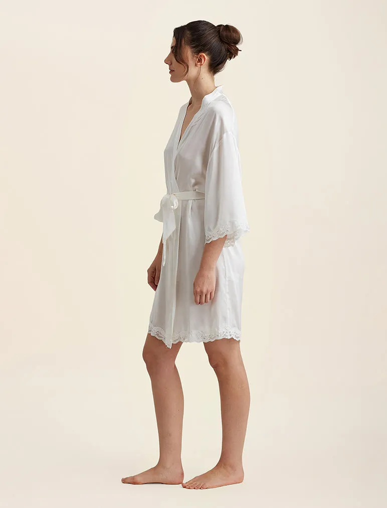 Camille Silk Lace Short Robe