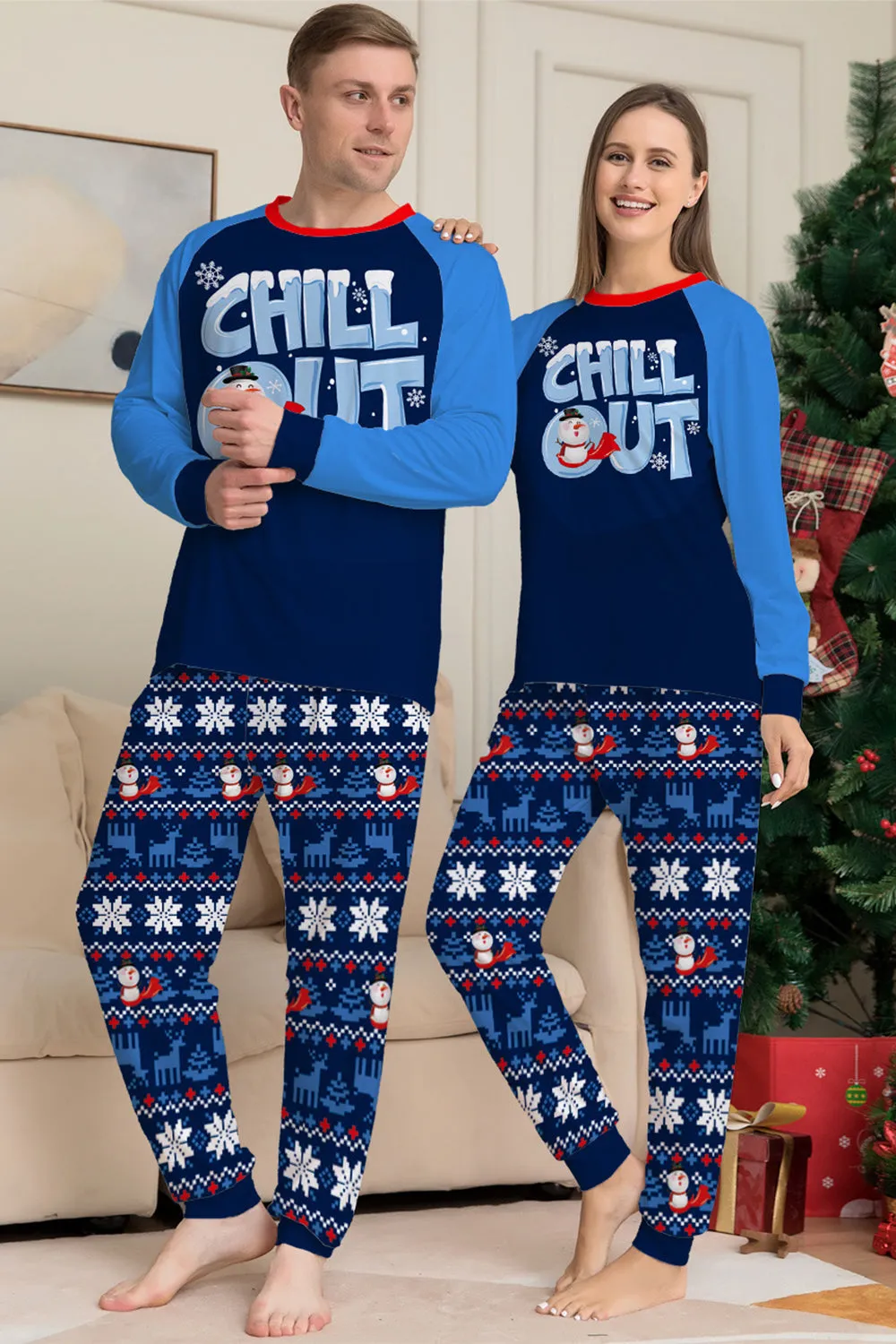 Christmas Family Matching Pajamas Set Navy Chill Out Pajamas