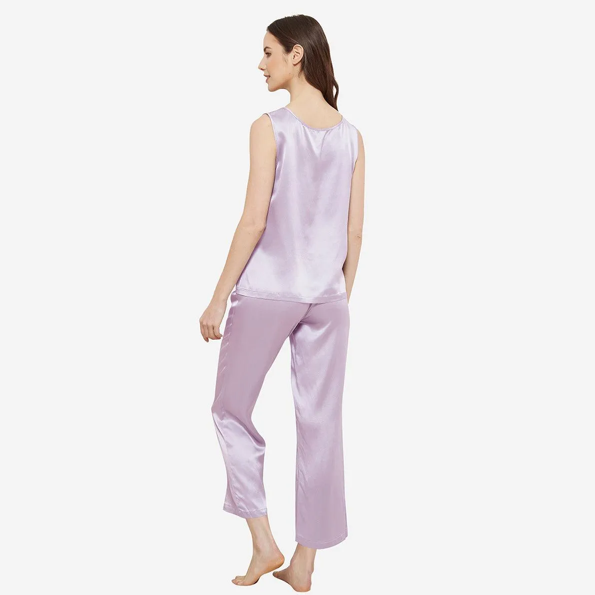 Classic Womens  Silk Tank Set 100% Mulberry Silk Sleepwear With Long pants