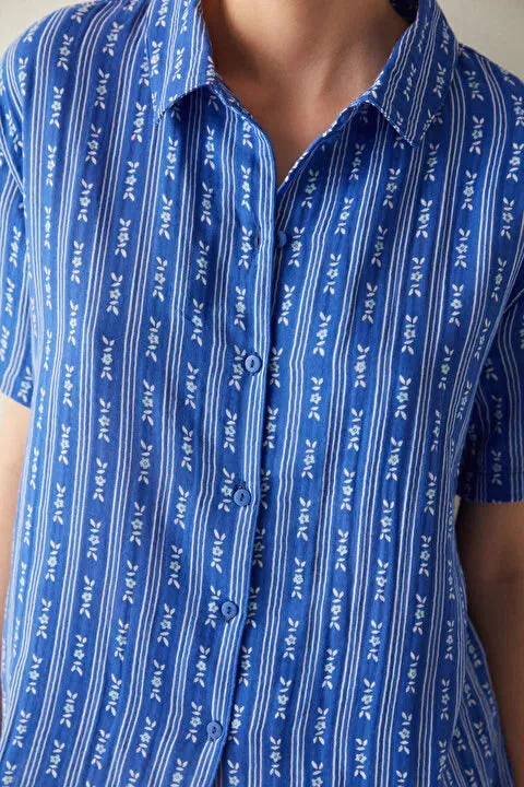 Comfortable Printed SS Shirt Pajamas Set for a Good Night's Sleep