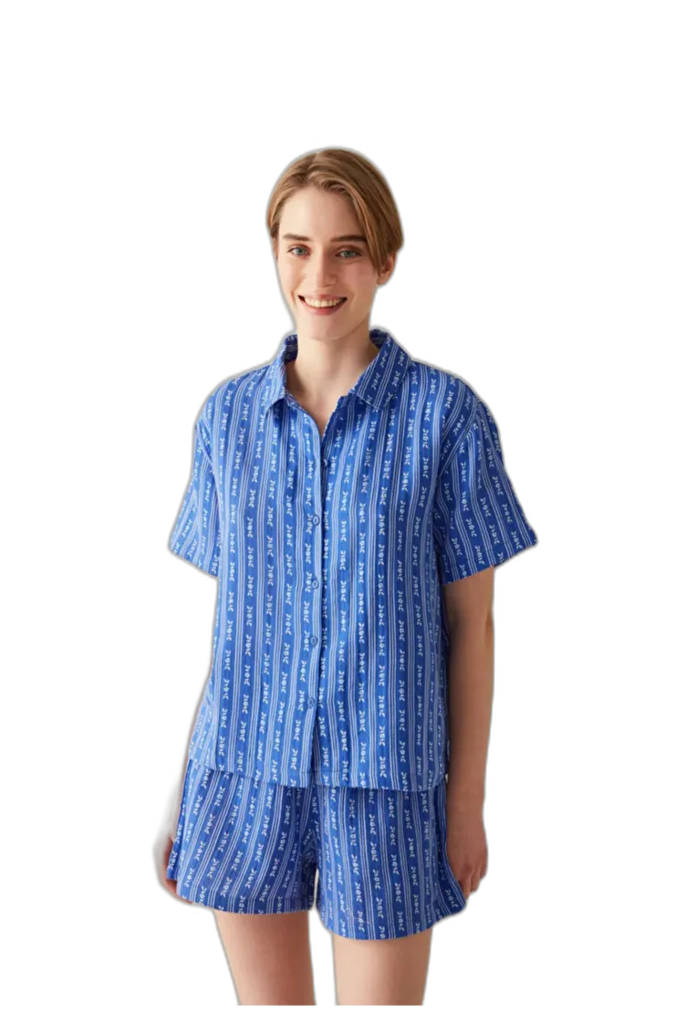 Comfortable Printed SS Shirt Pajamas Set for a Good Night's Sleep