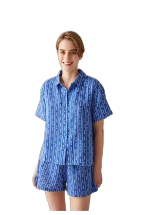 Comfortable Printed SS Shirt Pajamas Set for a Good Night's Sleep