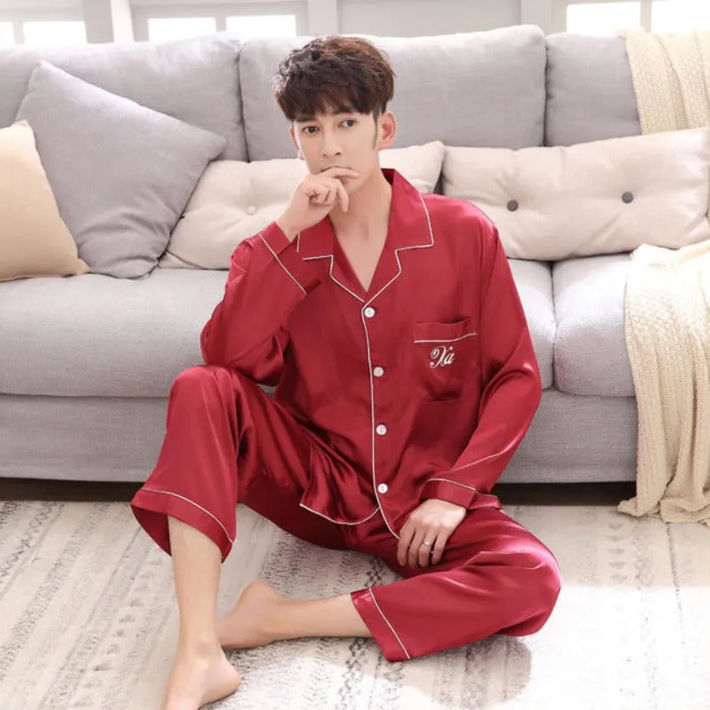 Couple Polyester 2 Piece Pajamas Night Suit For Women And Men