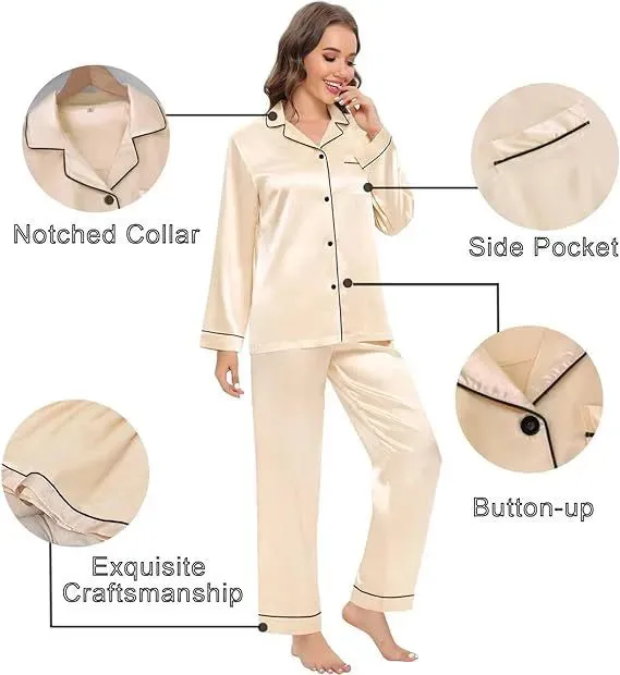 Couple Satin Pajamas Two-piece Long-sleeved Homewear