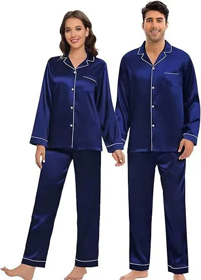 Couple Satin Pajamas Two-piece Long-sleeved Homewear