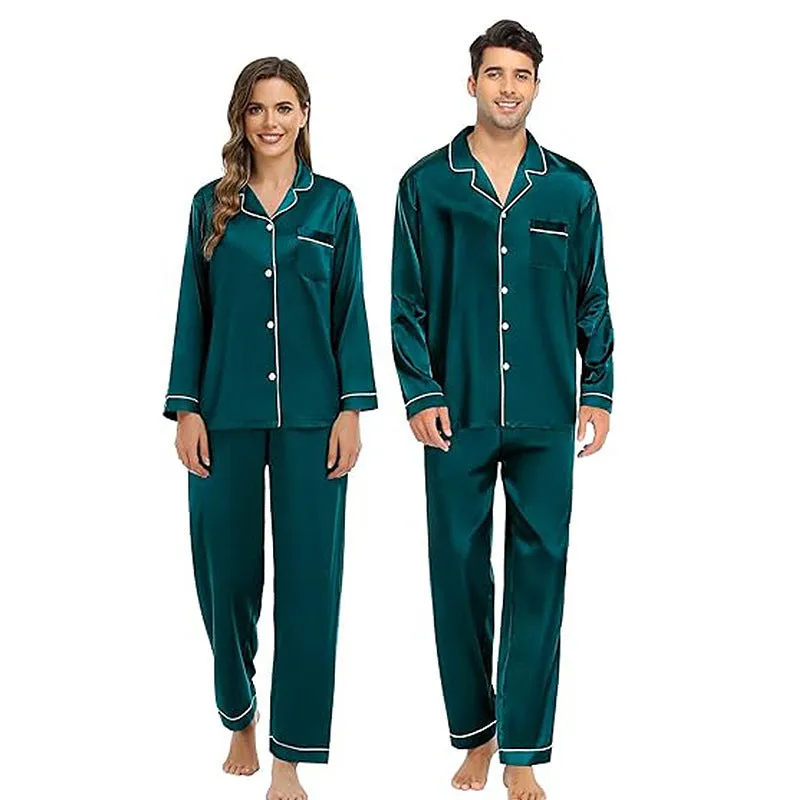 Couple Satin Pajamas Two-piece Long-sleeved Homewear