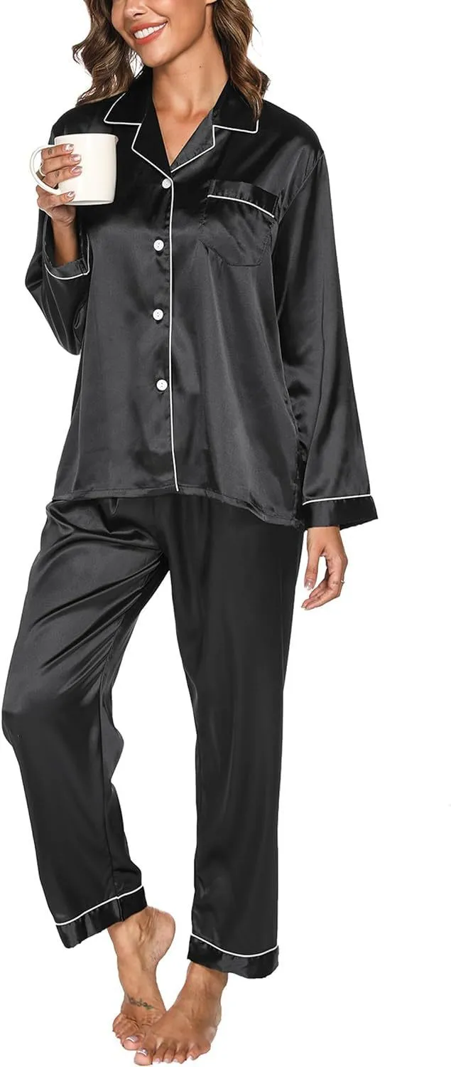 Couple Satin Pajamas Two-piece Long-sleeved Homewear