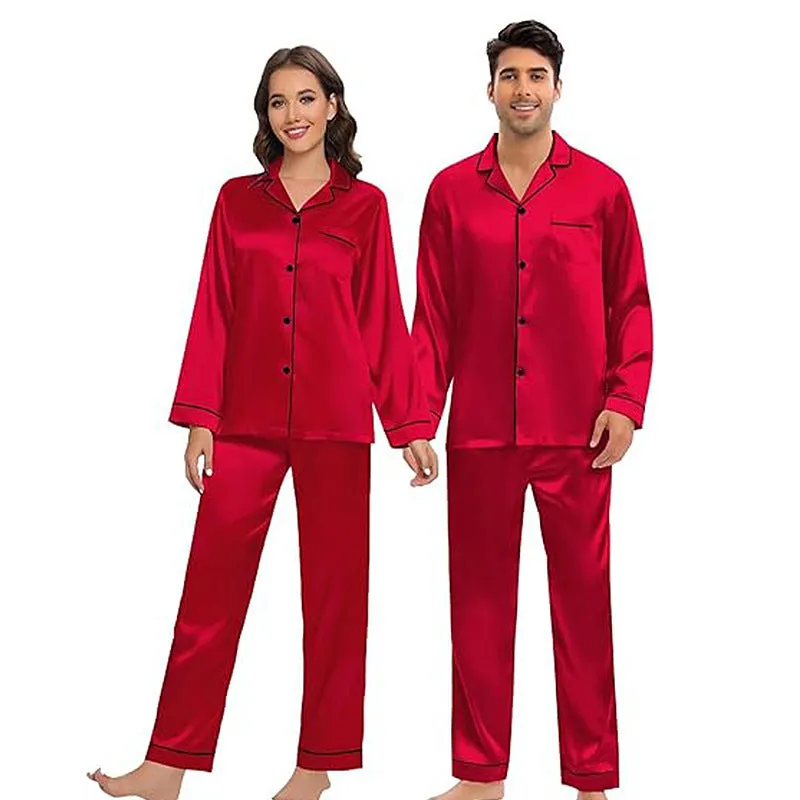 Couple Satin Pajamas Two-piece Long-sleeved Homewear