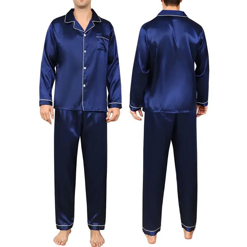 Couple Satin Pajamas Two-piece Long-sleeved Homewear