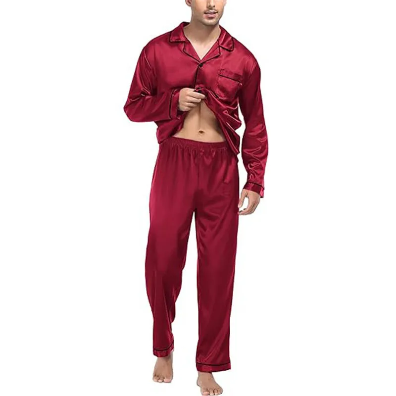 Couple Satin Pajamas Two-piece Long-sleeved Homewear