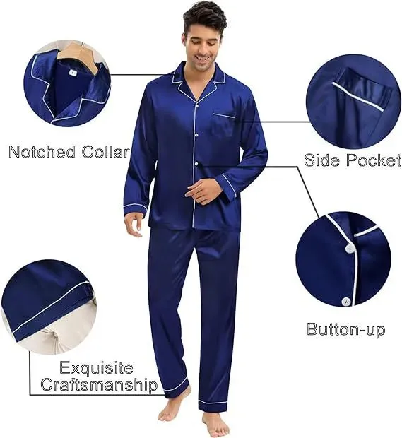 Couple Satin Pajamas Two-piece Long-sleeved Homewear