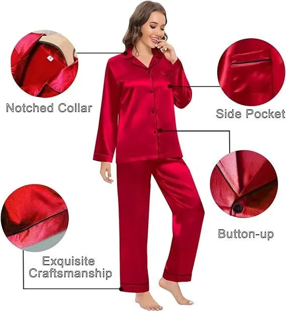 Couple Satin Pajamas Two-piece Long-sleeved Homewear