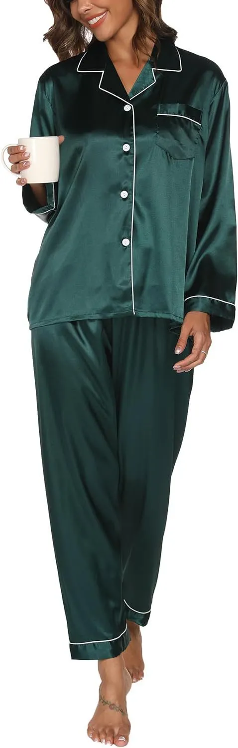 Couple Satin Pajamas Two-piece Long-sleeved Homewear