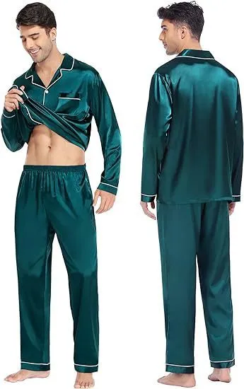 Couple Satin Pajamas Two-piece Long-sleeved Homewear