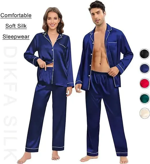 Couple Satin Pajamas Two-piece Long-sleeved Homewear