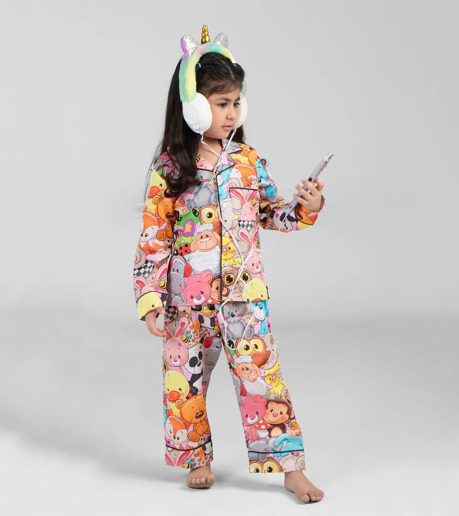 Cute Animals Printed Girls Nightsuit Set