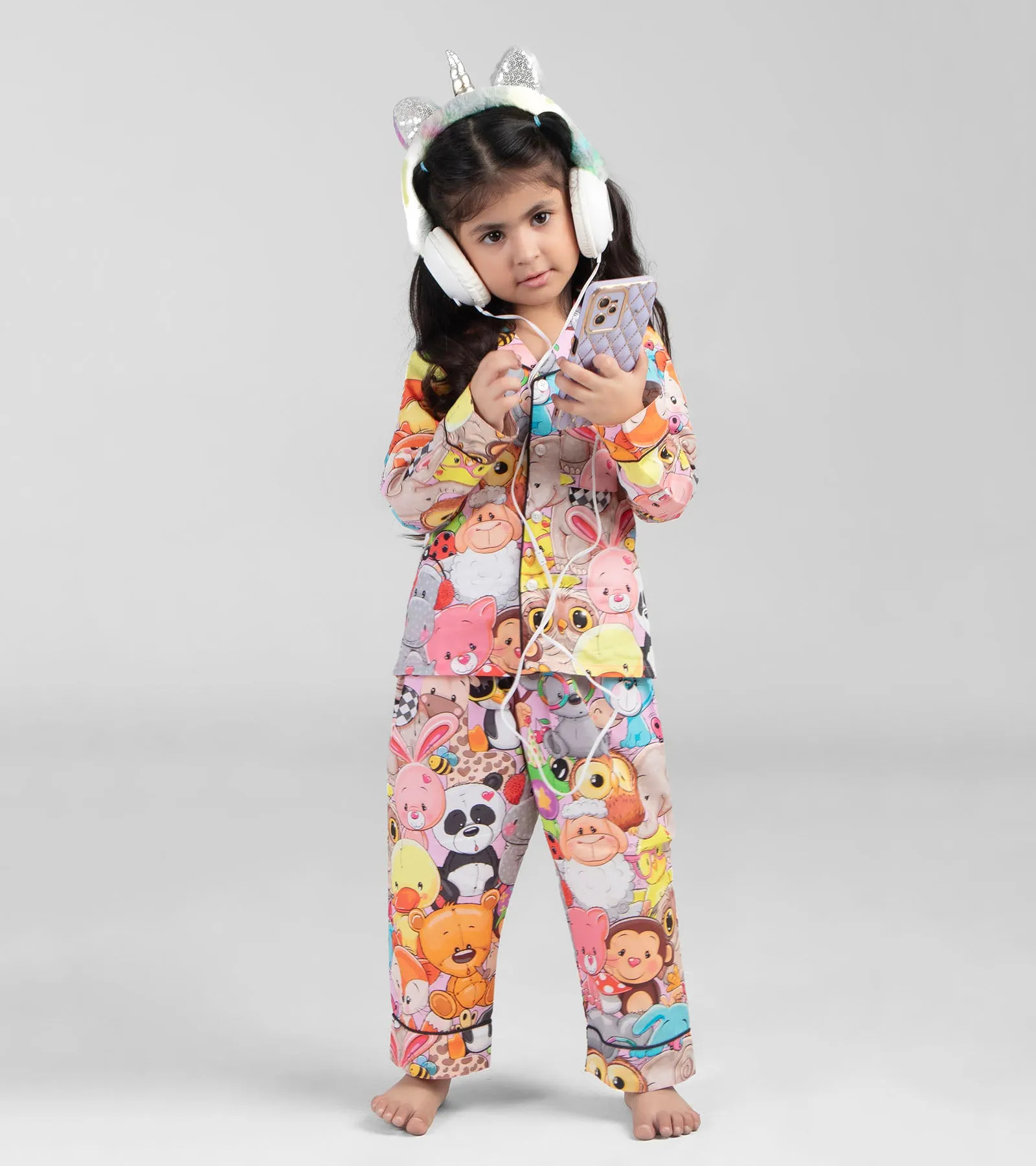 Cute Animals Printed Girls Nightsuit Set