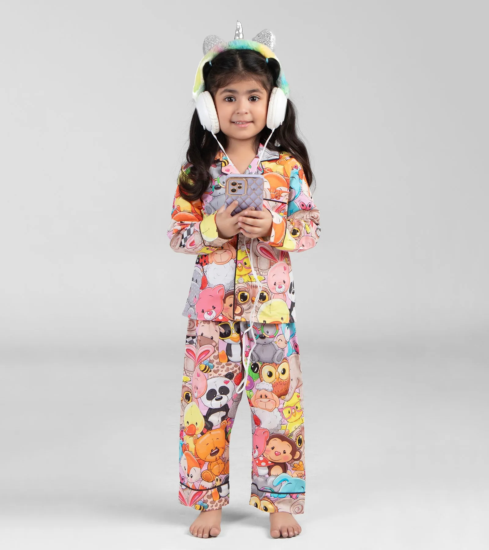 Cute Animals Printed Girls Nightsuit Set